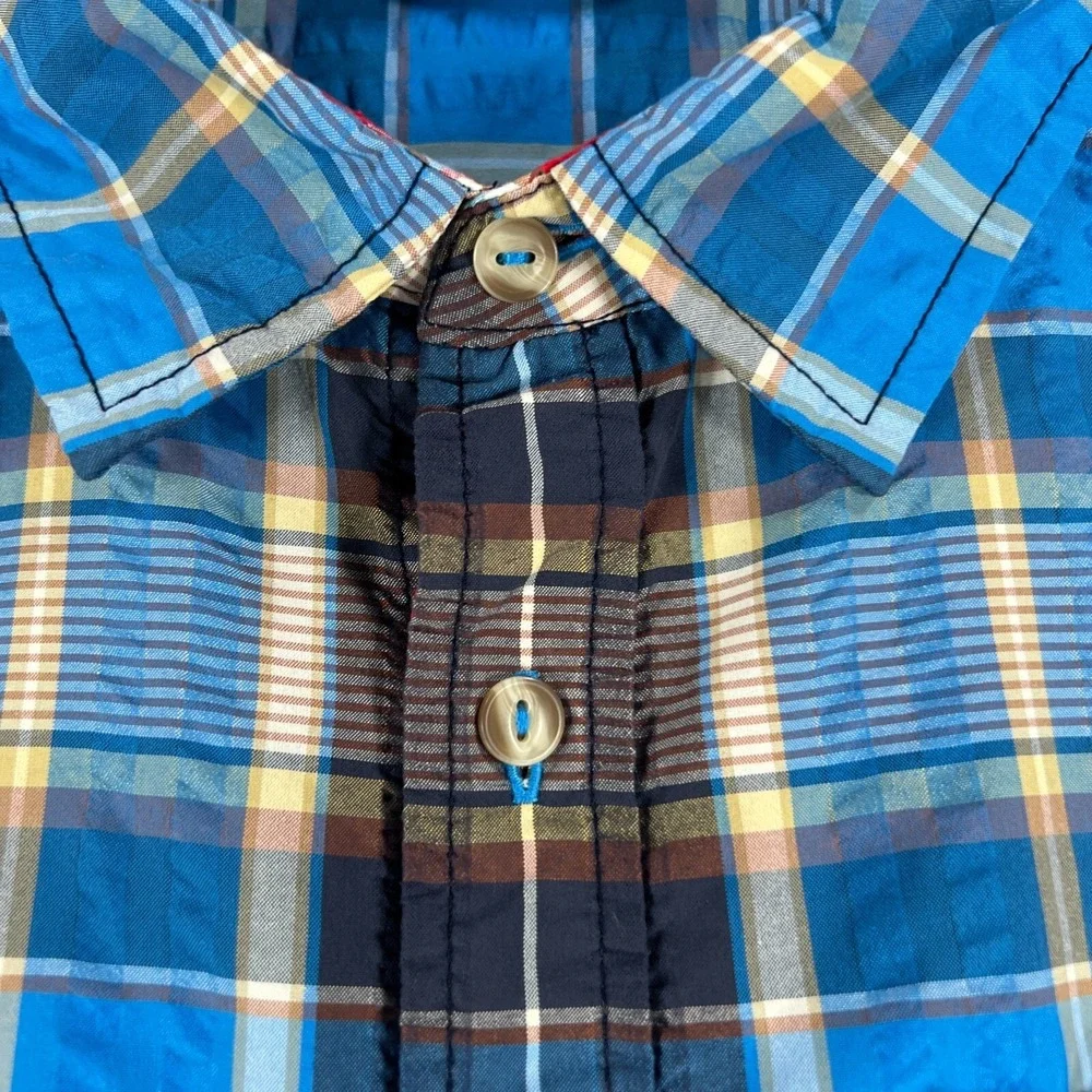 The North Face Shirt Mens Large Blue Plaid Short Sleeve Button Up Hiking Camping